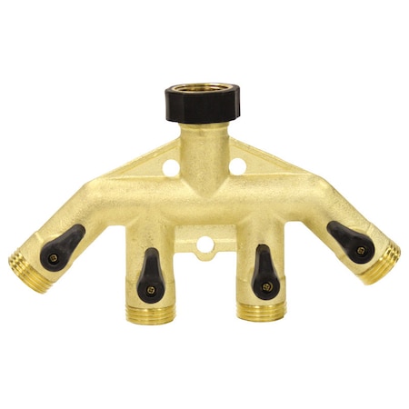 Gilmour Gilmour 3/4 in. Brass Threaded Male 4-Way Shut-off Valve 804434-1001
